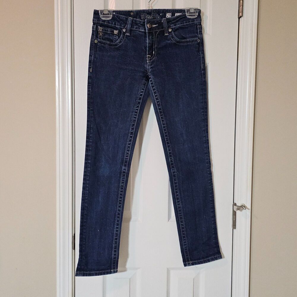 Miss Me Skinny Jeans Women's Size 29 Dark Wash Rhinestone Pockets JS5151SR